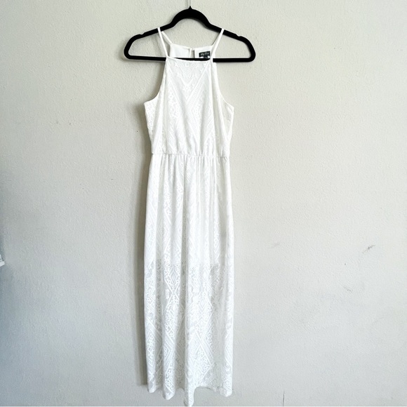Lily Rose White Halter Maxi Sundress size S summer casual beach lace back slit - Picture 1 of 11